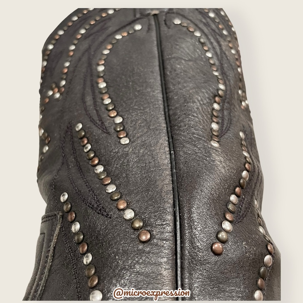 $399 Frye Billy Stud Pull On Distressed Boho Festival Cowboy Boots - Picture 14 of 15